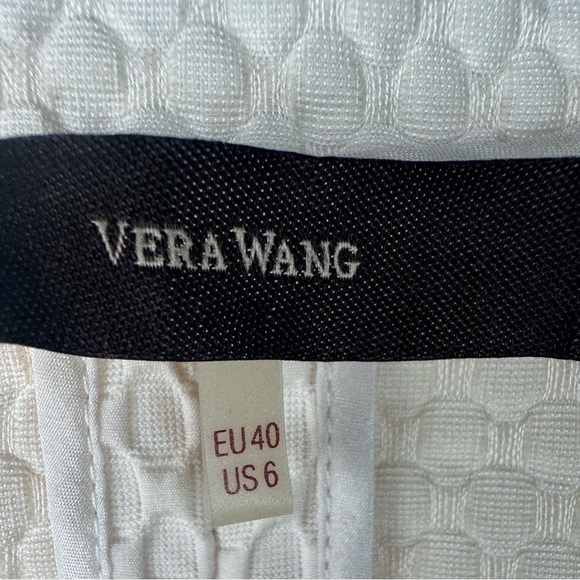 Vera Wang Structured Jacket 3/4 Sleeve Front Zip Cotton Wool Silk Ecru Like New - Picture 13 of 15